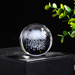 Inner Carving Glass Crystal Ball Diaplay Decoration, Fengshui Home Decor, Cloud, 60mm(PW-WGF6175-12)