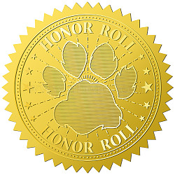 34 Sheets Self Adhesive Gold Foil Embossed Stickers, Round Dot Medal Decorative Decals for Envelope Card Seal, Paw Print, 165x211mm, Sticker: 50mm, 12pcs/sheet(DIY-WH0509-042)