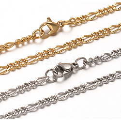 304 Stainless Steel Figaro Chains Necklaces, with Lobster Claw Clasps, Faceted, Mixed Color, 29.52 inch(75cm)(NJEW-L398-03)