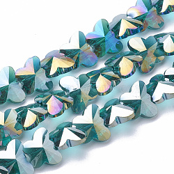 Electroplate Glass Beads, AB Color Plated, Faceted, Butterfly, Light Sea Green, 12x14.5x7.5mm, Hole: 1mm(EGLA-Q091-14mm-B06)