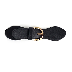 Black PU Leather Buckles, Tab Closures, Cloak Clasp Fasteners, with Alloy Roller Buckle, Light Gold, 110~142mm(FIND-WH0111-285KCG)