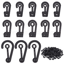 180Pcs 3 Style PP Plastic Display Snap Hooks, Package Clip Hanger, for Shirt Dress Underwear Sock Gloves, Black, 38~56x20~31x2~3.5mm, Inner Diameter: 10~21mm, 60pcs/style(FIND-NB0002-90B)