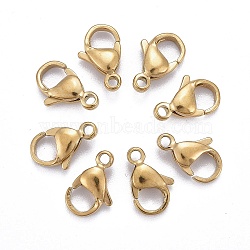 Ion Plating(IP) 316L Surgical Stainless Steel Lobster Claw Clasps, Parrot Trigger Clasps, Polished, Golden, 11x7x3mm, Hole: 1.5mm(X-STAS-H353-C-02G-A)