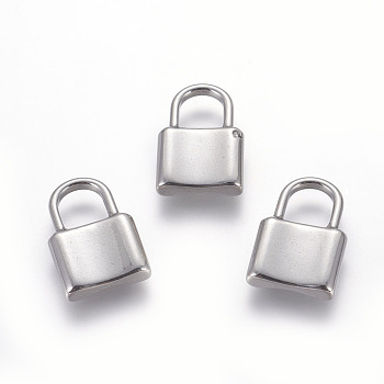 304 Stainless Steel Pendants, Padlock, Stainless Steel Color, 22.5x15x4mm, Hole: 7.5x8mm