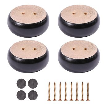 Wood Round Furniture Legs, Sofa Legs, Black, 77x29mm, Hole: 6mm