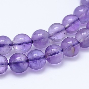 Natural Amethyst Round Bead Strands, Grade AB, 6mm, Hole: 0.8mm, about 64pcs/strand, 15.5 inch
