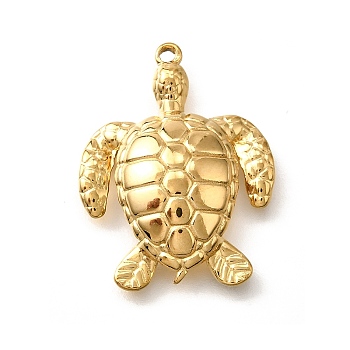 304 Stainless Steel Pendants, Ion Plating(IP), Sea Turtle Charm, Golden, 27x21x5mm, Hole: 1.4mm