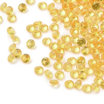 Cubic Zirconia Cabochons, Faceted Diamond, Gold, 1.3x1mm