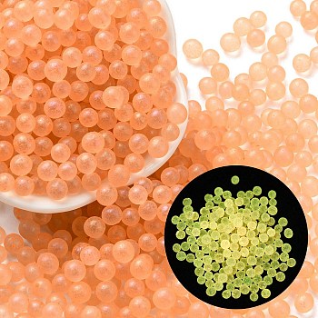Luminous Glow in the Dark Transparent Glass Round Beads, No Hole/Undrilled, Light Salmon, 5mm, about 2800Pcs/bag