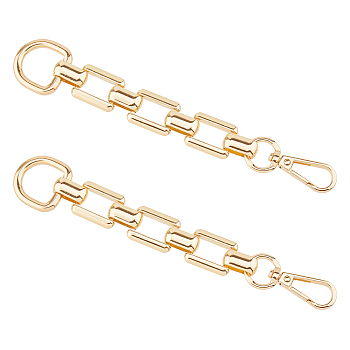 2Pcs Alloy Purse Chains with D Clasps, Closure for Purse Handbag, Light Gold, 180x4.6mm, Inner Diameter: 9/20x20mm, link1: 8mm, link2: 24x19mm