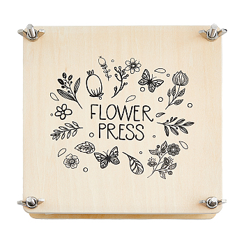 Flower Press Kits, including Wood Sheet, Paper, Sponge, Screw, for Dried Flower Making, PapayaWhip, Square, 150x150x74mm