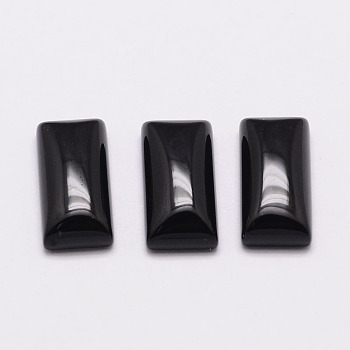 Rectangle Natural Black Agate Cabochons, 14x7x4mm