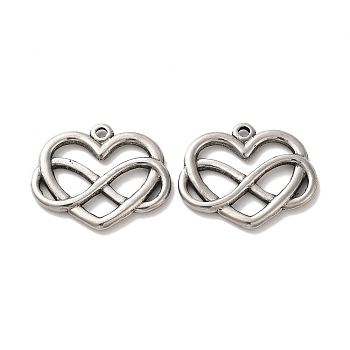 Valentine's Day 304 Stainless Steel Pendants, Heart with Infinity, Stainless Steel Color, 20.5x25x2.5mm, Hole: 1.6mm