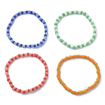 Glass Seed Beaded Stretch Bracelets, Mixed Color, Inner Diameter: 2 inch(5.2cm)