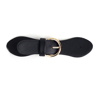 Black PU Leather Buckles, Tab Closures, Cloak Clasp Fasteners, with Alloy Roller Buckle, Light Gold, 110~142mm