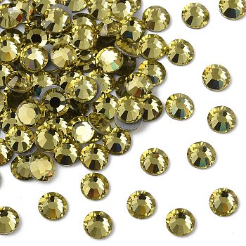 Preciosa&reg Crystal Hotfix Flatback Stones, Czech Crystal, Round(438 11 612 Chaton Rose VIVA 12 &reg), 80250 Acid Yellow, SS6(1.9~2.1mm)