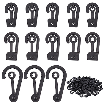 180Pcs 3 Style PP Plastic Display Snap Hooks, Package Clip Hanger, for Shirt Dress Underwear Sock Gloves, Black, 38~56x20~31x2~3.5mm, Inner Diameter: 10~21mm, 60pcs/style