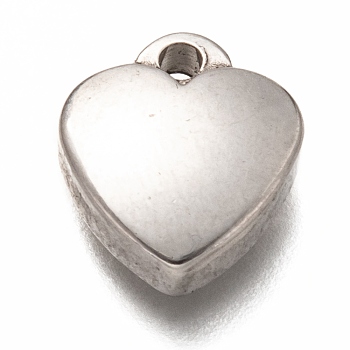 304 Stainless Steel Charms, Heart, Stainless Steel Color, 13.5x11.5x3.5mm, Hole: 1.8mm