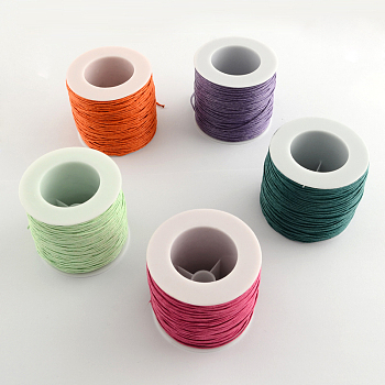 Waxed Cotton Thread Cords, Mixed Color, 1mm, about 91.44 yards(100m)/roll