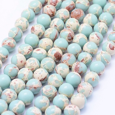Aquamarine Round Imperial Jasper Beads