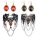 Elite Resin Oval Pendant Dangle Earrings and Lace Choker Necklaces(AJEW-PH0004-17)-1