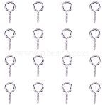 Iron Screw Eye Pin Peg Bails, For Half Drilled Beads, Silver, 13x6.5x1.5mm, Hole: 4mm, Pin: 1.5mm(IFIN-PH0014-08S)