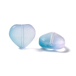 Electroplate Frosted Glass Bead, Heart, Deep Sky Blue, 10x10x5mm, Hole: 1mm(EGLA-H102-08F)