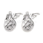 Tibetan Style Alloy Pendants, Dragon Charms, Antique Silver, 37x29.5x3mm, Hole: 2mm(TIBEP-T054-15AS)