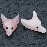 Natural Rose Quartz Carved Healing Wolf Head Figurines, Reiki Energy Stone Display Decorations, 48~50x33~35x14.5~16.5mm(PW-WG25599-03)