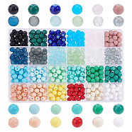 PandaHall Elite DIY 552~600Pcs 24 Style Round Beads Jewelry Making Finding Kit, Including Acrylic & Glass Beads, Frosted & Transparent & Baking Painted & Imitation Jelly & Opaque, Mixed Color, 8~9x7~9mm, Hole: 1.3~2mm, about 23~25Pcs/style(DIY-PH0013-59)
