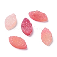 Natural Druzy Agate Cabochons, Dyed, Horse Eye, Hot Pink, 14x7x3mm(G-L553-45A-05)