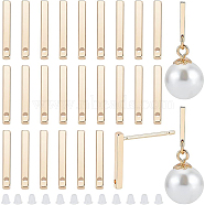 30Pcs Brass Stud Earring Findings, with Holes and 80Pcs Plastic Ear Nuts, Rectangle, Real 18K Gold Plated, 4x4mm, Hole: 0.8mm, Pin: 0.8mm(KK-BC0009-06)