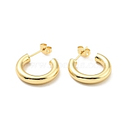 Rack Plating Brass C-shape Stud Earrings, Half Hoop Earrings for Women, Cadmium Free & Lead Free, Real 18K Gold Plated, 20x4mm, Pin: 0.8mm(EJEW-G288-32C-G)