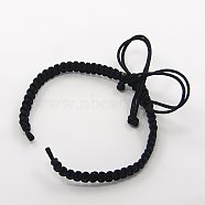 Braided Nylon Cord for DIY Bracelet Making, Black, 145~155x5x2mm(X-AJEW-M001-24)
