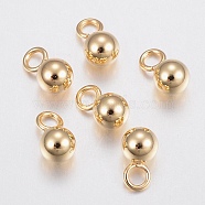 304 Stainless Steel Sphere Charms, Round Ball, Golden, 7x4mm, Hole: 2mm(STAS-H436-67-4mm)