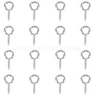Iron Screw Eye Pin Peg Bails, For Half Drilled Beads, Silver, 13x6.5x1.5mm, Hole: 4mm, Pin: 1.5mm(IFIN-PH0014-08S)