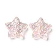 Transparent Acrylic Beads, AB Color Plated, Star, Pink, 19.5x19.5x9mm, Hole: 3.5mm(X-MACR-D074-07B)