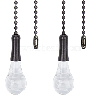 Glass Celling Fan Pull Chain Extender, with Iron Ball Chain, Light Bulb Pendant Decoration, Clear, 540mm(AJEW-WH0009-10P)