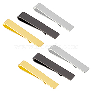 6Pcs 3 Colors 304 Stainless Steel Tie Clip, Rectangle, Mixed Color, 48x8x6.5mm, 2pcs/color(STAS-UN0058-21)