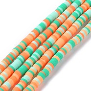 Handmade Polymer Clay Beads Strands, for DIY Jewelry Crafts Supplies, Heishi Beads, Disc/Flat Round, Coral, 3x0.6~1.2mm, Hole: 1.6~1.8mm, about 412pcs/strand, 15.94 inch(40.5cm)(CLAY-R089-3mm-013)