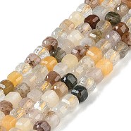 Natural Rutilated Quartz Beads Strands, Faceted, Cube, 5.5x5.5x5.5mm, Hole: 0.7mm, about 79pcs/strand, 15.87''(40.3cm)(G-K364-A01-01)