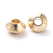 Brass Beads, Long-Lasting Plated, Bicone, Real 24K Gold Plated, 4x2mm, Hole: 1.5mm(KK-H759-19A-G)