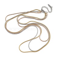 304 Stainless Steel Multi Layered Round Snake Chain Necklaces, Mixed Color, 17.72 inch(45cm)(NJEW-H043-11MC)