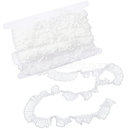 10 Yards Polyester Pleated Lace Trim, Ruffled Lace Ribbon for Garment Accessories, White, 3/4 inch(20mm)(OCOR-GF0003-52C)