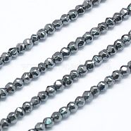 Synthetic Non-magnetic Synthetic Hematite Beads Strands, Faceted, Round, 2mm, Hole: 1mm, about 185~200pcs/strands, 15.4 inch(G-J002-06F)