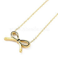 Ion Plating(IP) Golden Tone 304 Stainless Steel Enamel Bowknot Pendant Necklaces for Women, Black, 16.73 inch(42.5cm)(NJEW-K276-07G-03)