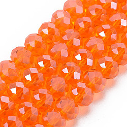 Electroplate Glass Beads Strands, Pearl Luster Plated, Faceted, Rondelle, Coral, 2.5x2mm, Hole: 0.4mm, about 170pcs/strand, 11.8 inch(30cm)(EGLA-A034-T1mm-A07)