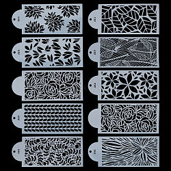PET Hollow Out Drawing Painting Stencils, for DIY Scrapbooking, Arch Shape, Leaf Pattern, 262x112x0.5mm, 10pcs/set(DIY-WH0032-54B)
