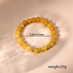 Natural Citrine Beaded Stretch Bracelets for Women, Inner Diameter: 1/4 inch(0.55cm)~1/4 inch(0.65cm)(ZY0127)