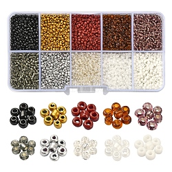8500Pcs 10 Style Glass Seed Beads, Round, 12/0, Brown, 1.5~2.5mm, Hole: 0.5~1mm, 13g, 850pcs/style, 8500pcs/box(SEED-YW0001-80D)